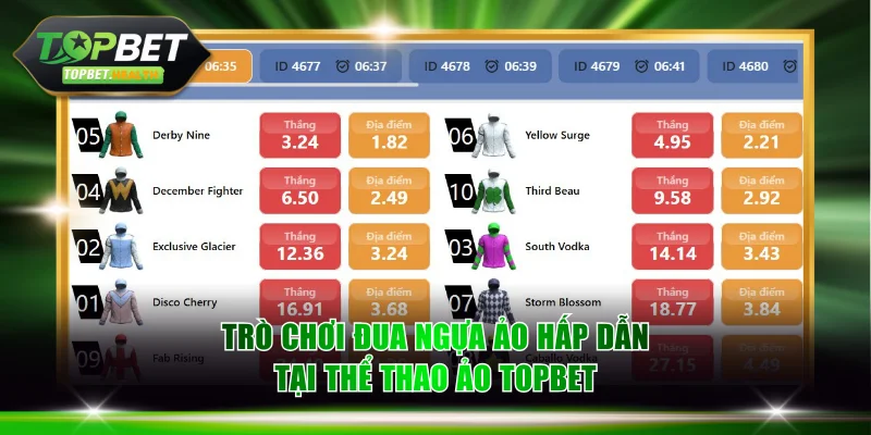 Trò chơi đua ngựa ảo hấp dẫn tại thể thao ảo TOPBET
