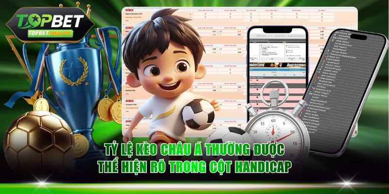 Tỷ lệ kèo châu Á thường được thể hiện rõ trong cột Handicap